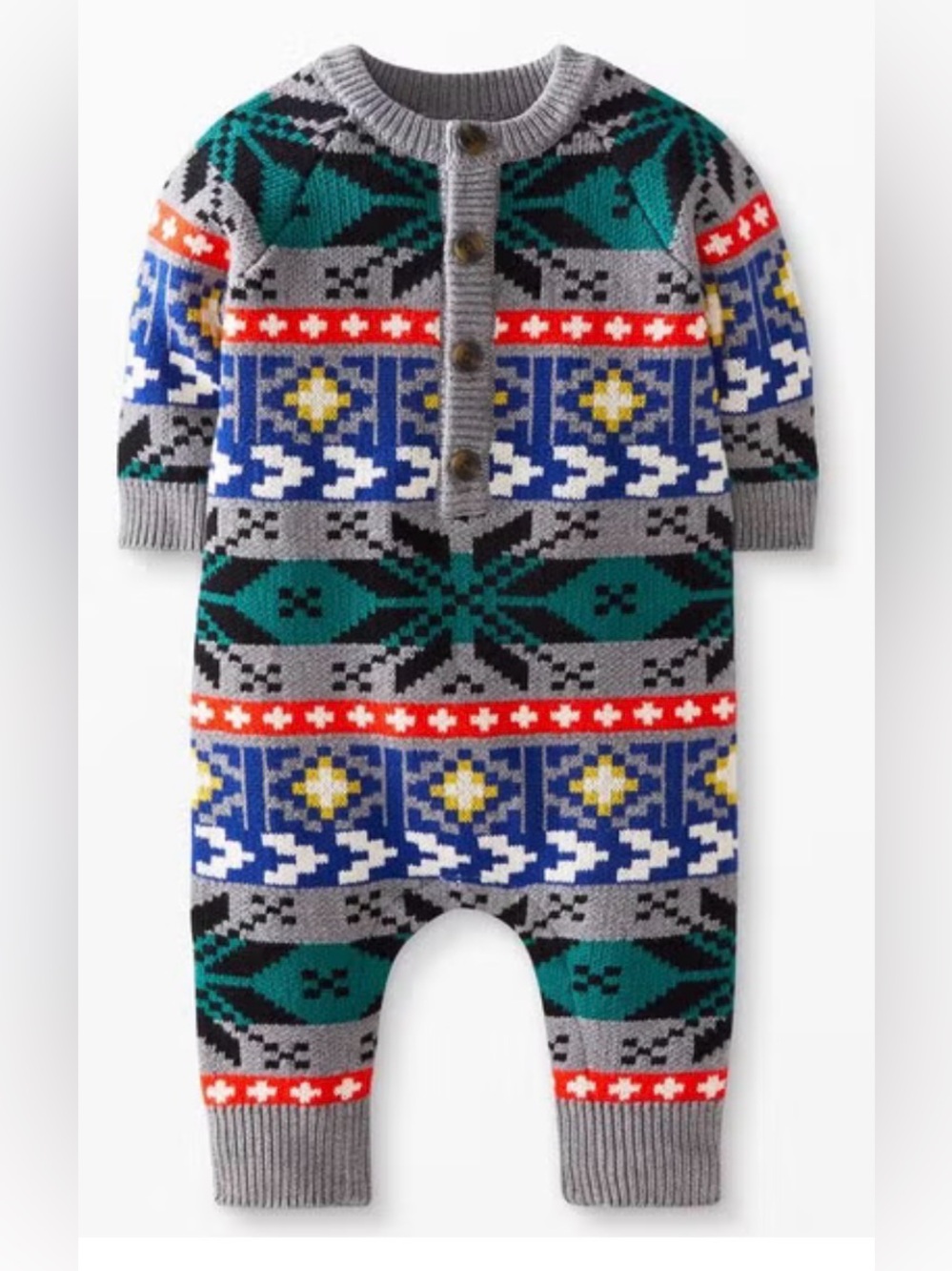 Hanna Andersson Holiday Romper in Combed Cotton winter festival